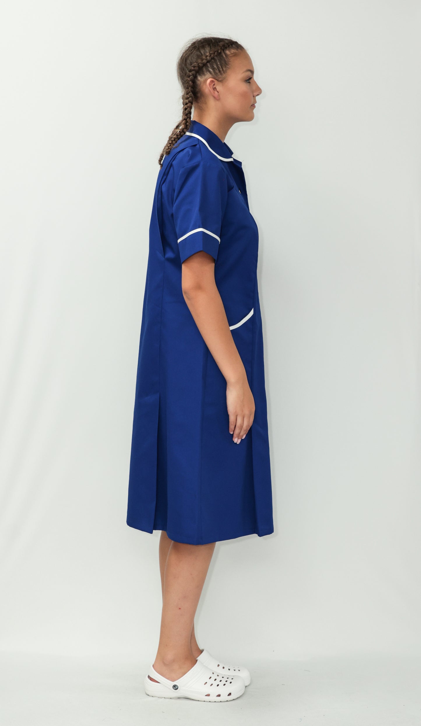 Nurses Dress Classic Collar White Piping