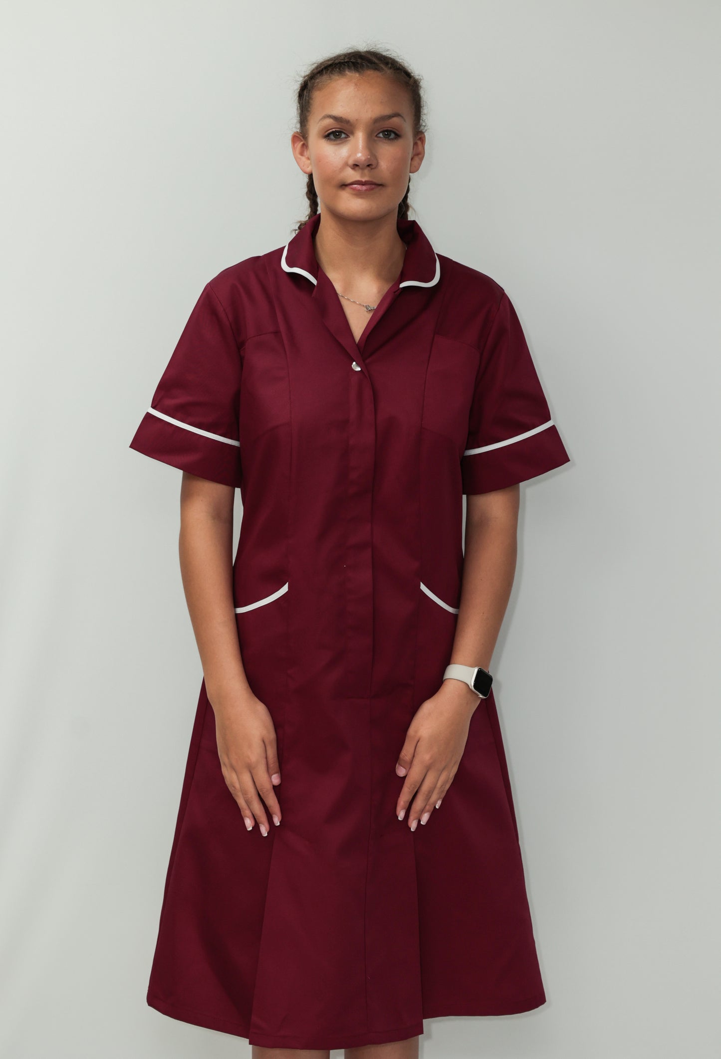 Nurses Dress Classic Collar White Piping