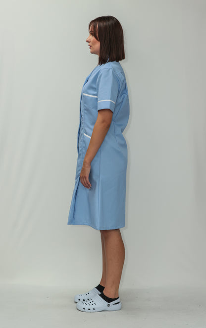Nurses Dress Mandarin Collar White Piping