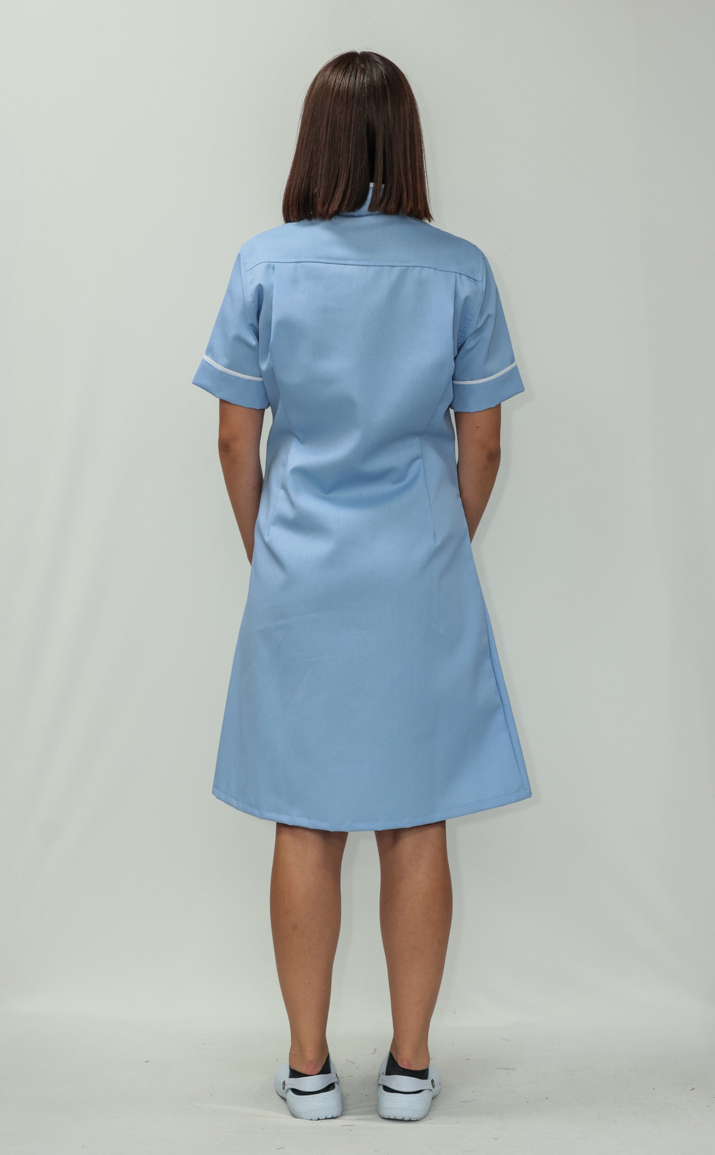 Nurses Dress Mandarin Collar White Piping