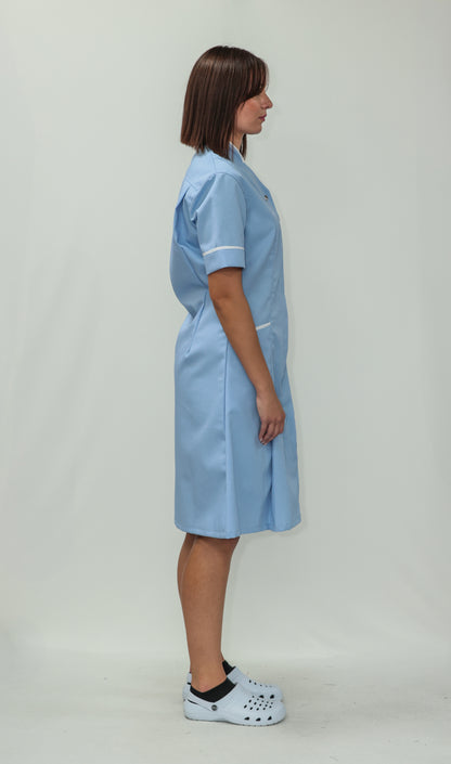 Nurses Dress Mandarin Collar White Piping