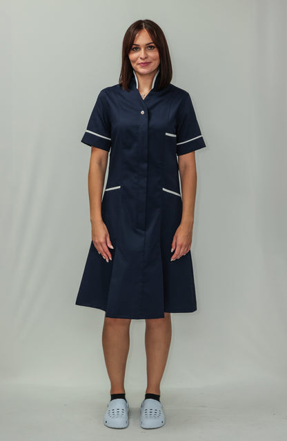 Nurses Dress Mandarin Collar White Piping