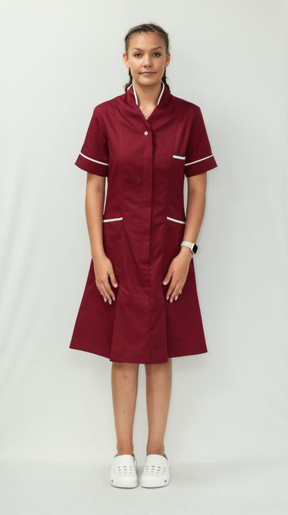 Nurses Dress Mandarin Collar White Piping