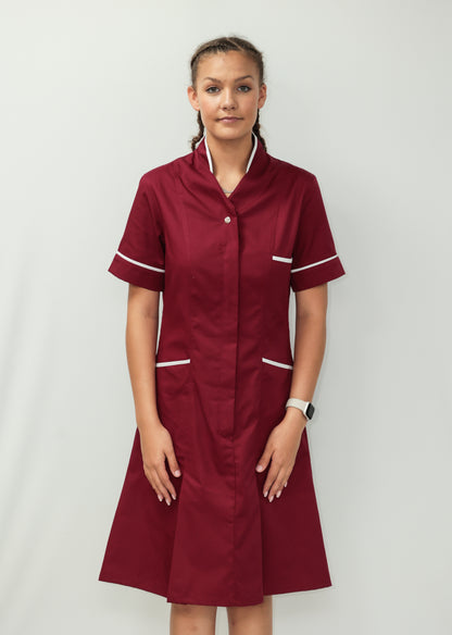 Nurses Dress Mandarin Collar White Piping
