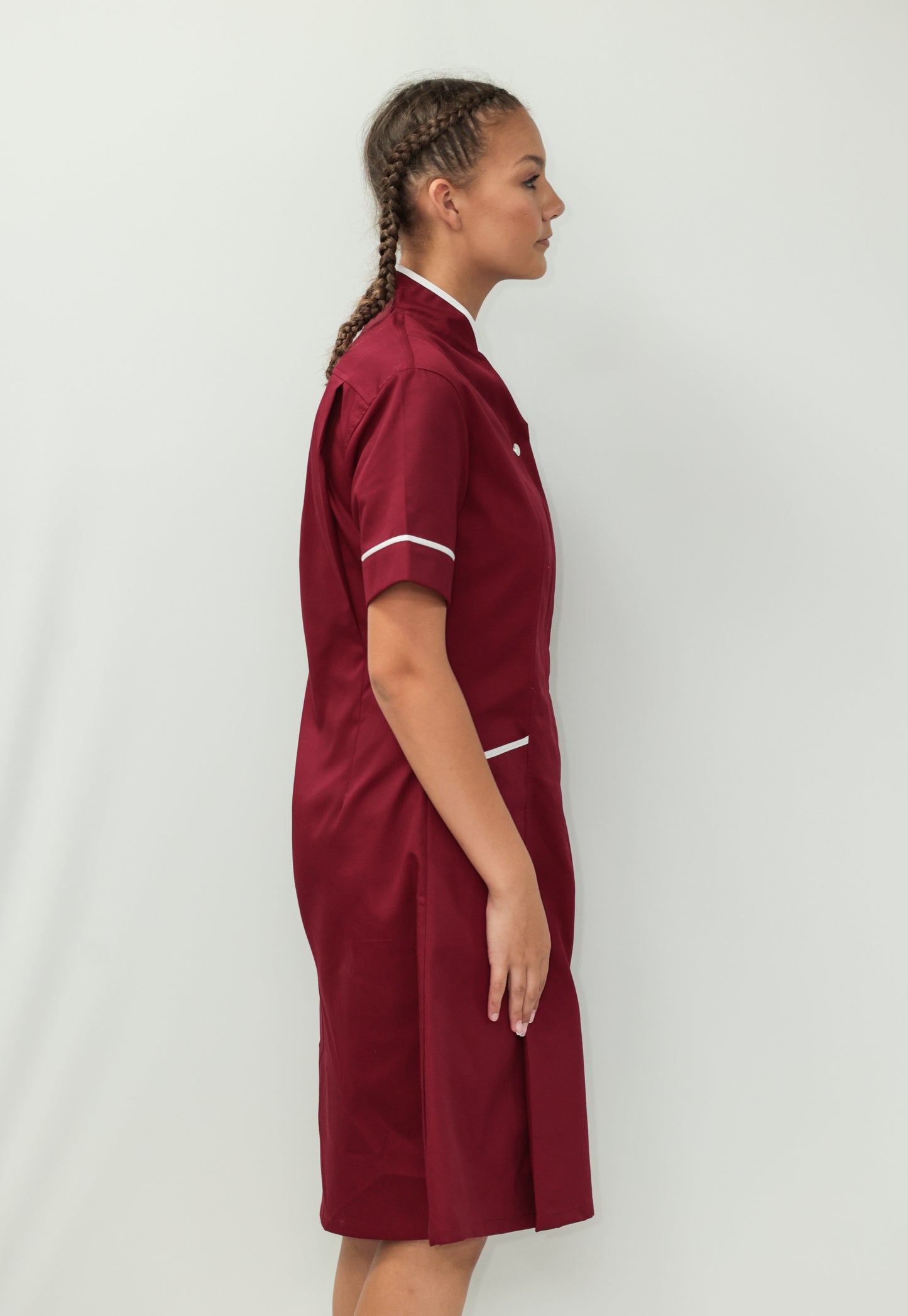 Nurses Dress Mandarin Collar White Piping