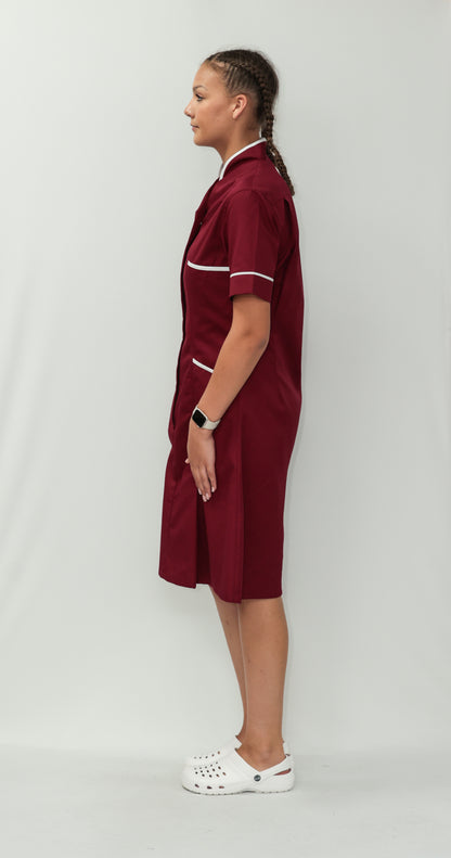 Nurses Dress Mandarin Collar White Piping