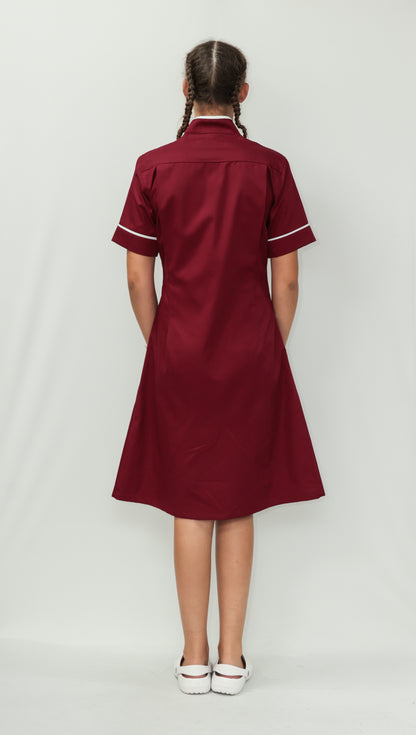 Nurses Dress Mandarin Collar White Piping