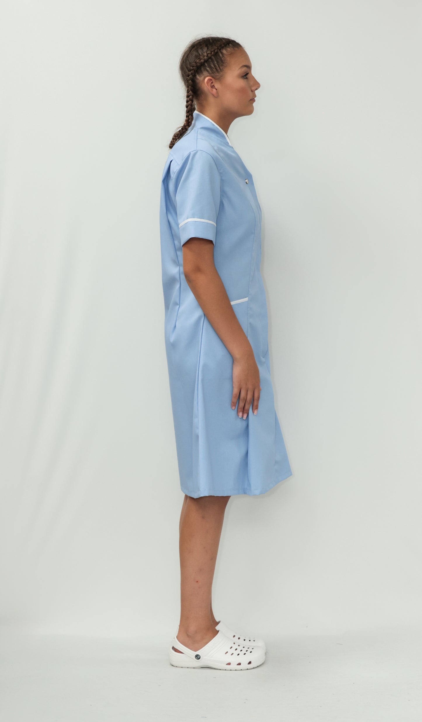 Nurses Dress Mandarin Collar White Piping