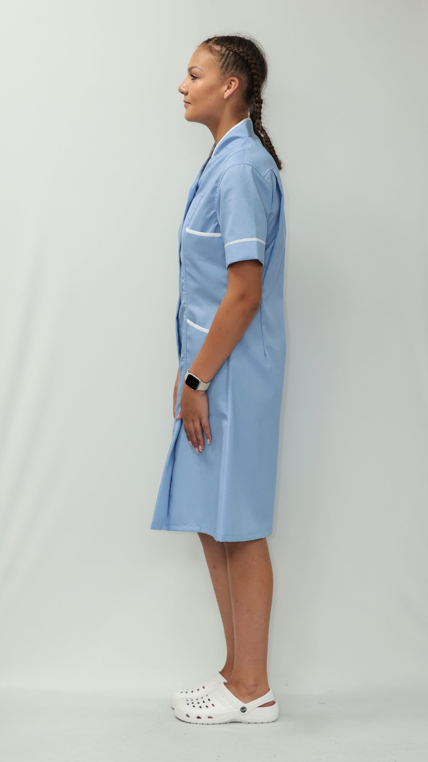 Nurses Dress Mandarin Collar White Piping