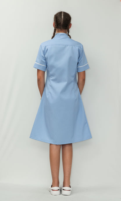Nurses Dress Mandarin Collar White Piping