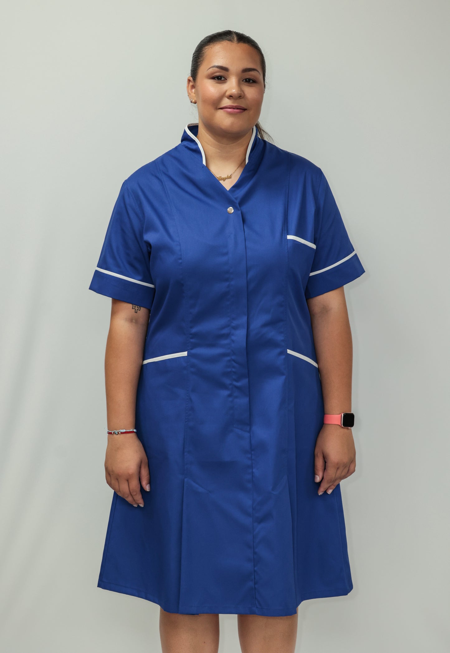 Nurses Dress Mandarin Collar White Piping