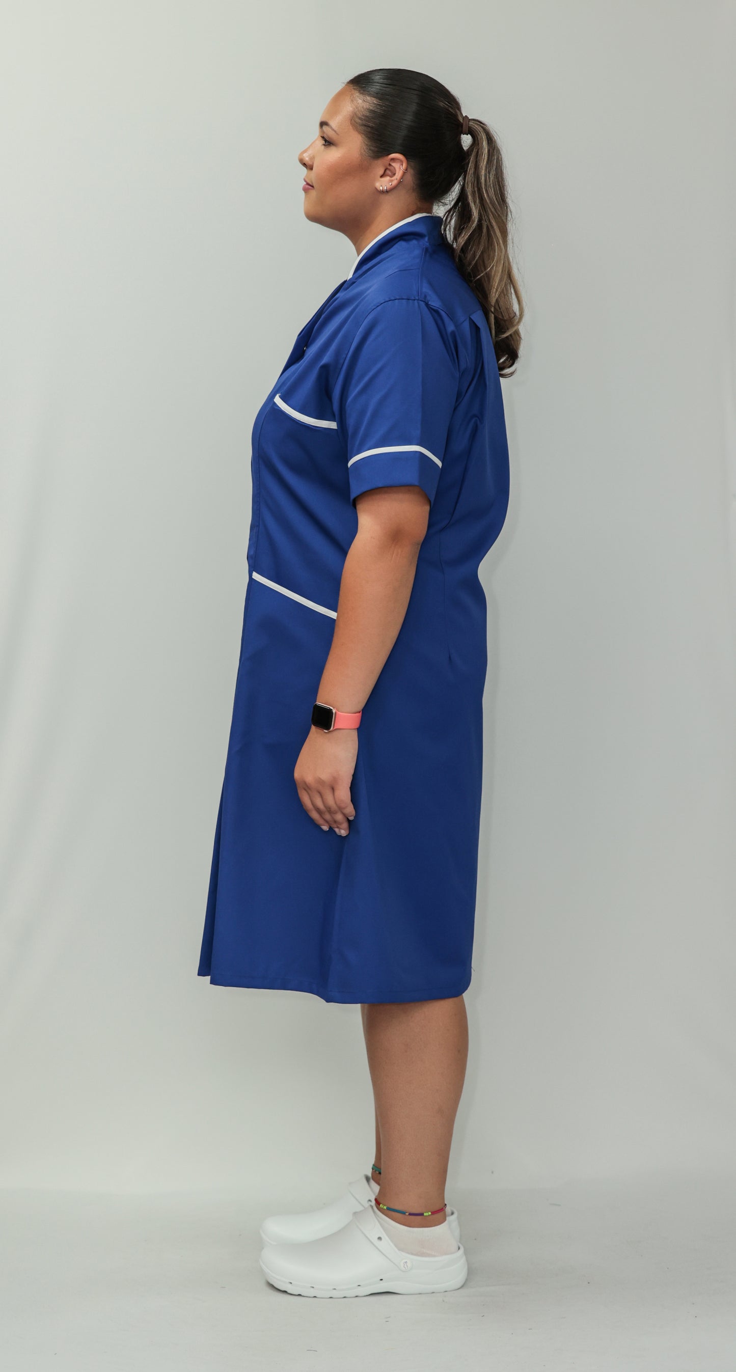 Nurses Dress Mandarin Collar White Piping