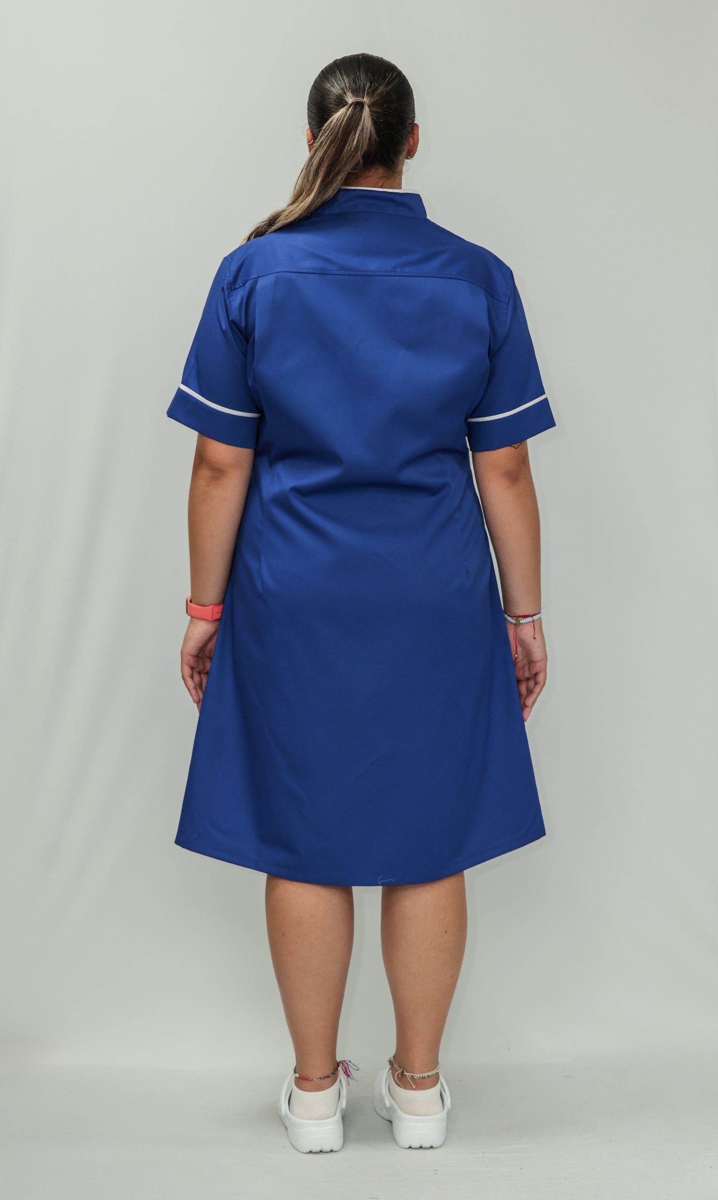 Nurses Dress Mandarin Collar White Piping