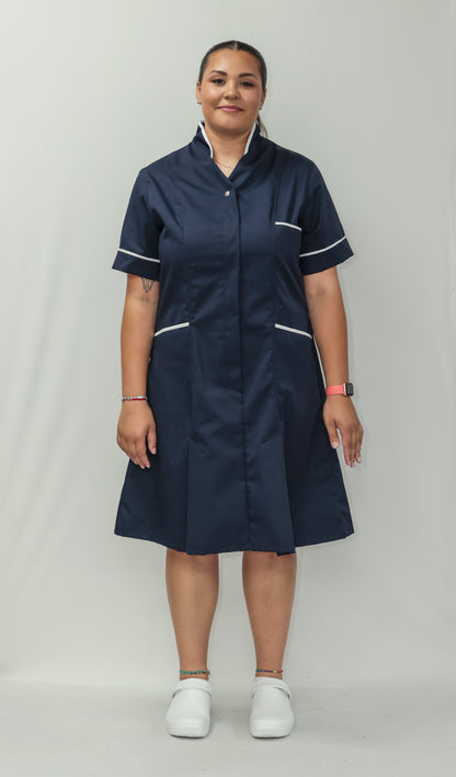 Nurses Dress Mandarin Collar White Piping