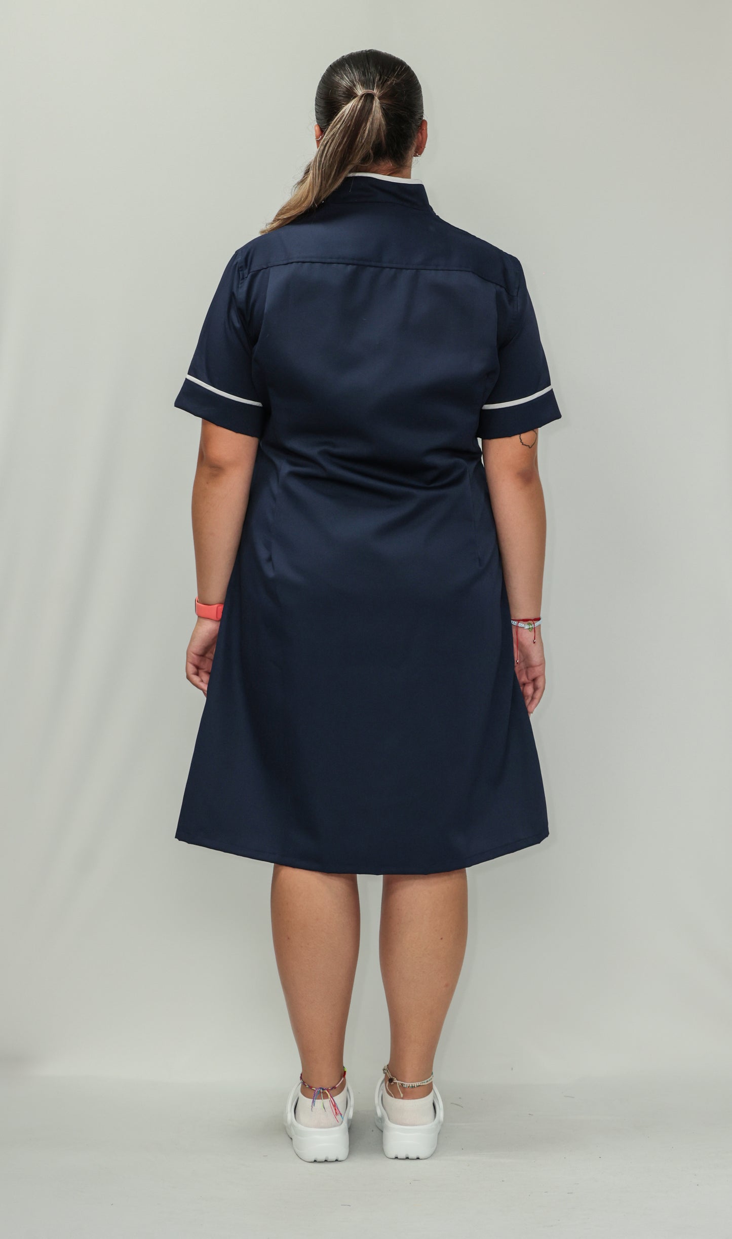 Nurses Dress Mandarin Collar White Piping