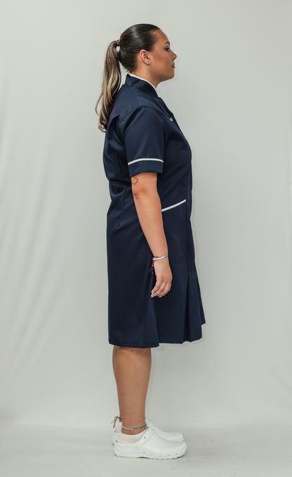 Nurses Dress Mandarin Collar White Piping