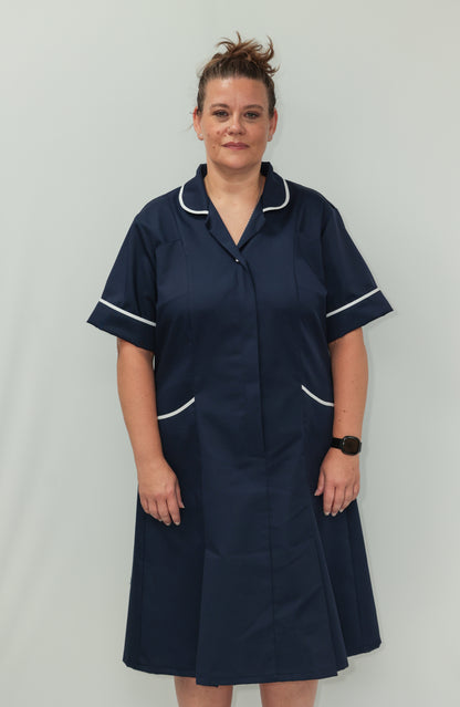 Nurses Dress Classic Collar White Piping