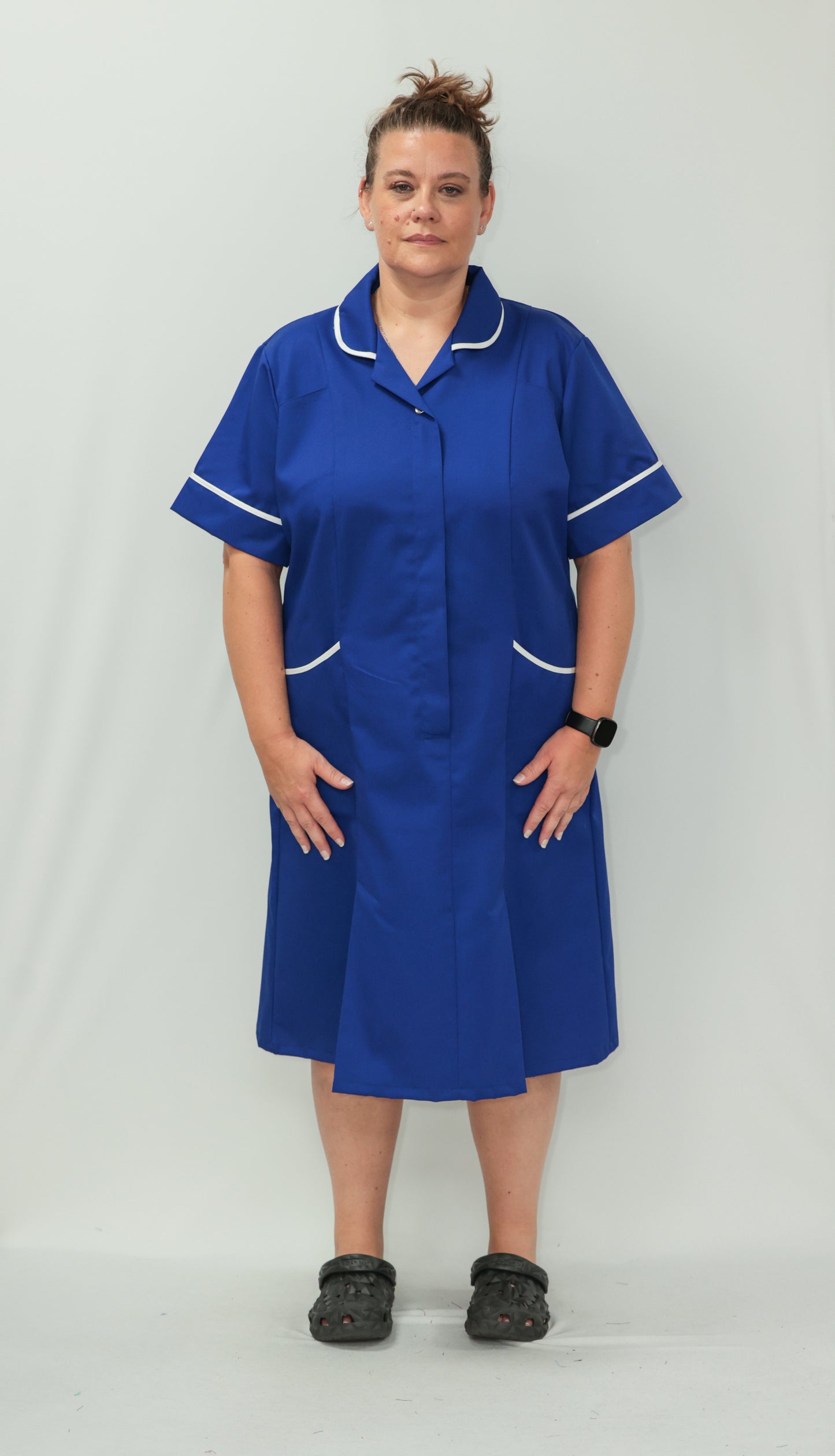 Nurses Dress Mandarin Collar White Piping