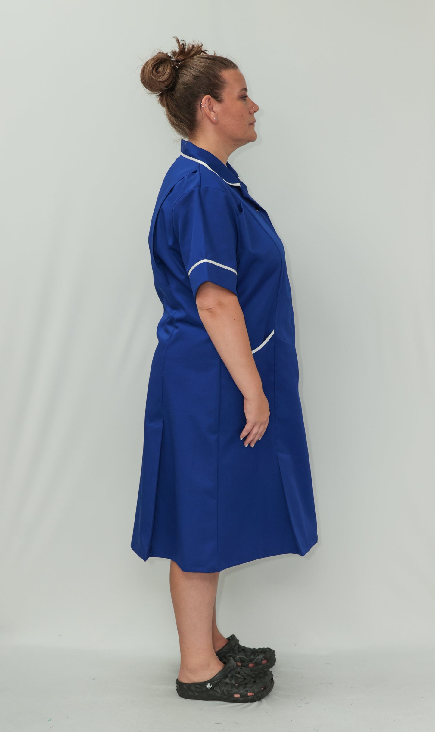 Nurses Dress Mandarin Collar White Piping