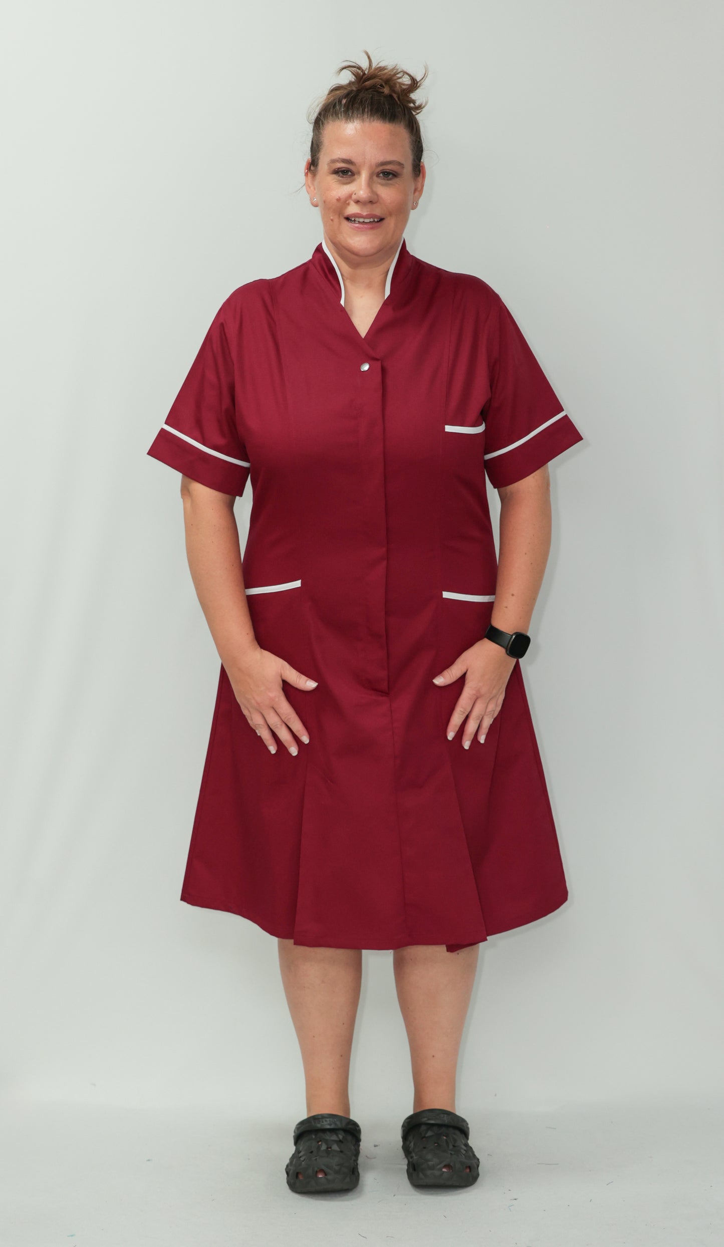 Nurses Dress Mandarin Collar White Piping