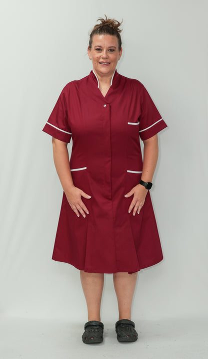 Nurses Dress Mandarin Collar White Piping