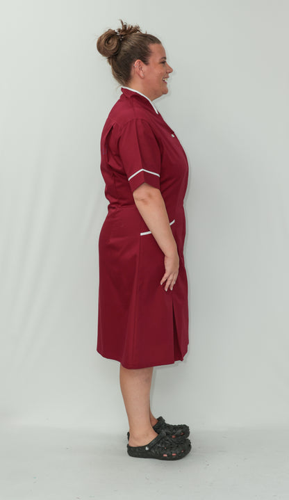 Nurses Dress Mandarin Collar White Piping