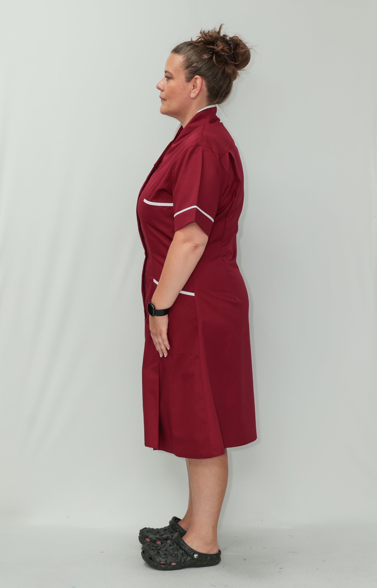 Nurses Dress Mandarin Collar White Piping