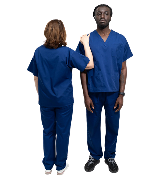 Men/Women Reversible Scrub Top/Uniform/Hospital/Doctor/Nurse/Medical/Royal Blue