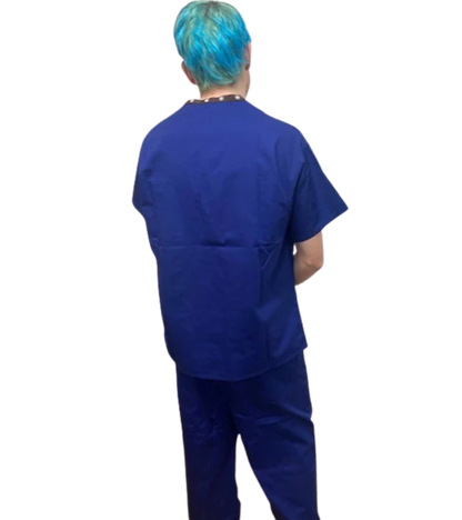 Men/Women Reversible Scrub Top/Uniform/Hospital/Doctor/Nurse/Medical/Royal Blue