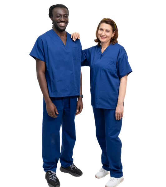 Men/Women Reversible Scrub Top/Uniform/Hospital/Doctor/Nurse/Medical/Royal Blue