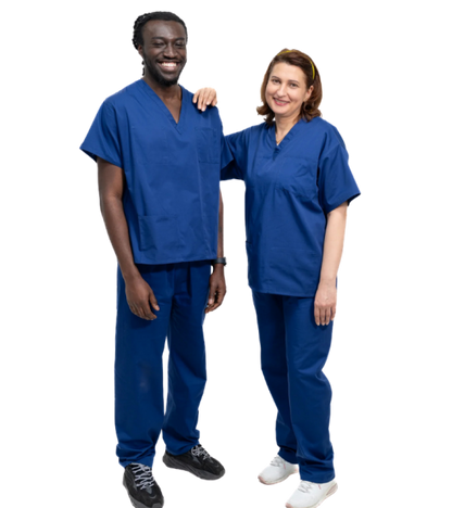 Men/Women Reversible Scrub Top/Uniform/Hospital/Doctor/Nurse/Medical/Royal Blue